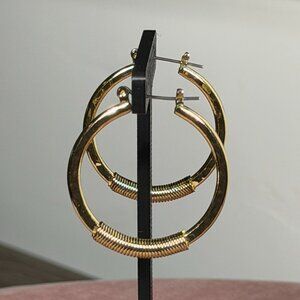 Charming Charlie Gold Hoop Earrings — Boho Textured Wire-Wrapped Design